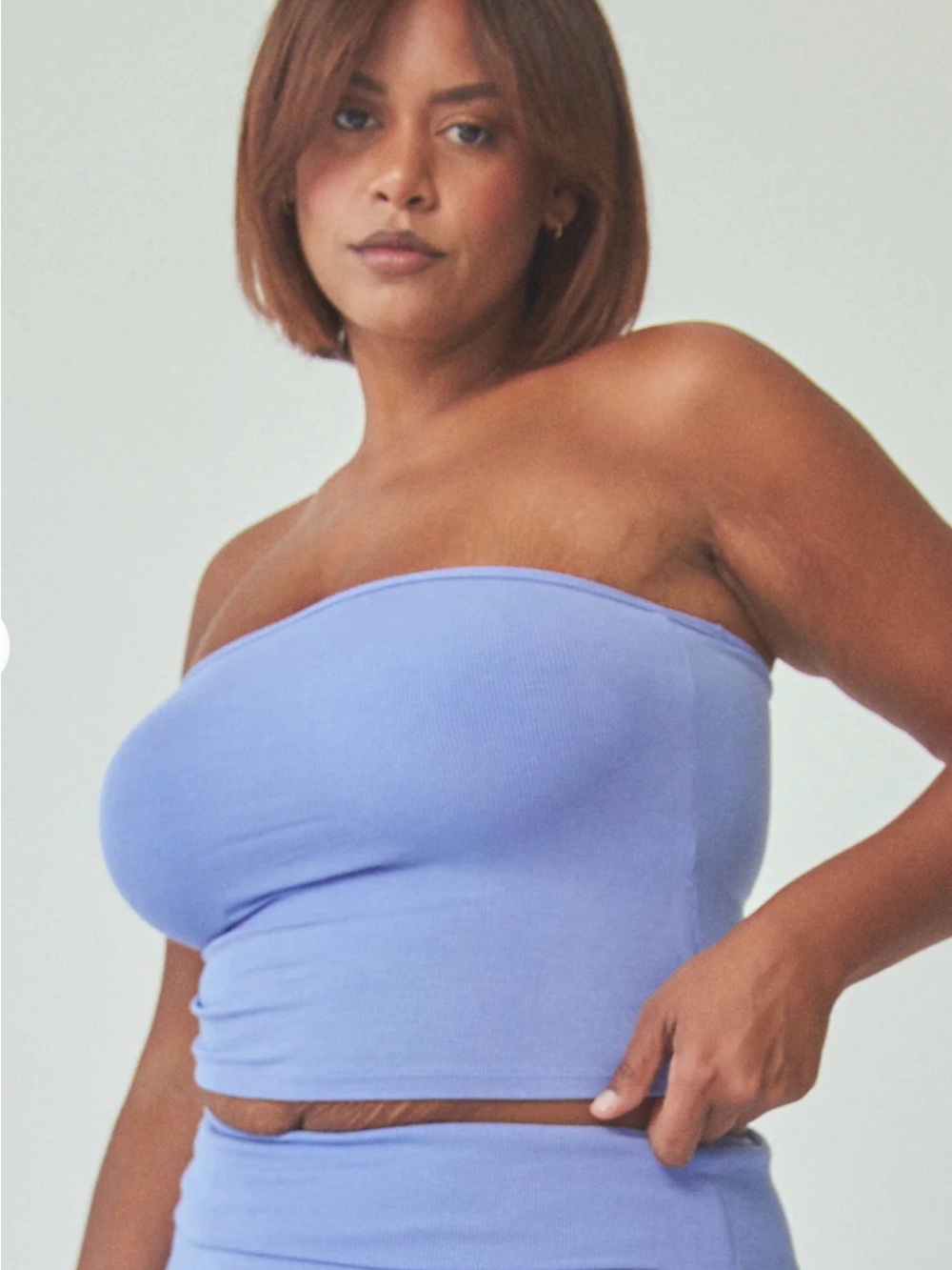 Light Lavender Strapless Ribbed Tube Top and Maxi Skirt Set
